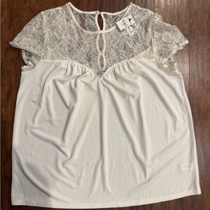 Express Ivory Lace Detail Blouse